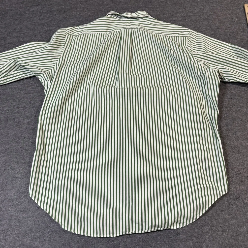 VTG Polo Ralph Lauren Classic Fit Shirt Men's L Green Striped Orange Pony 90s